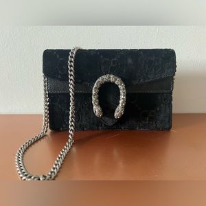 Gucci Supermini Dionysus Double G Velvet Shoulder Bag